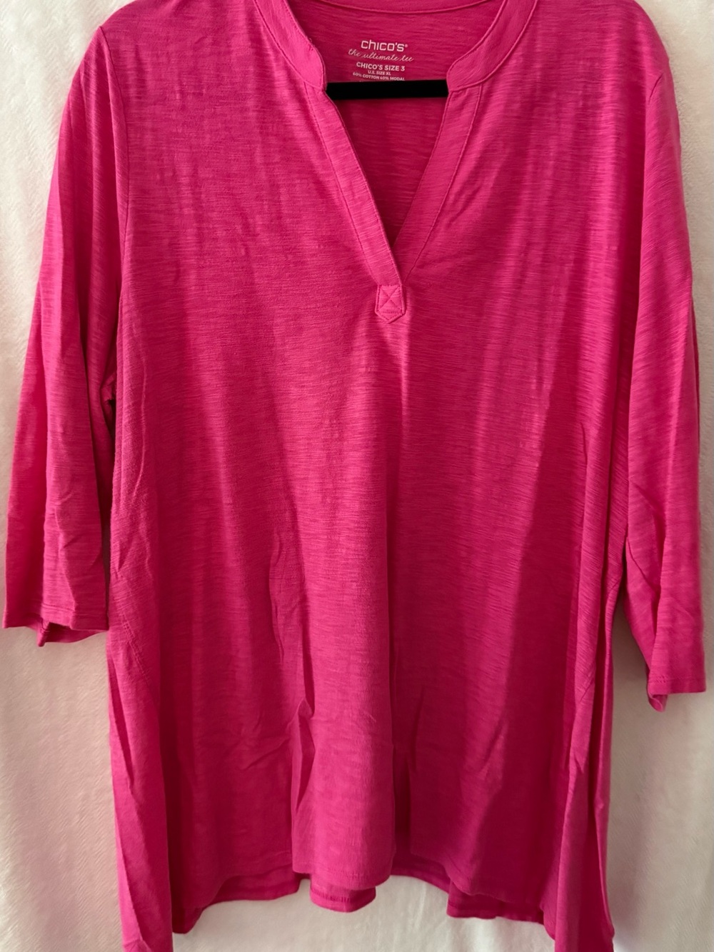 Chico's Vibrant Pink Split-Neck Tunic